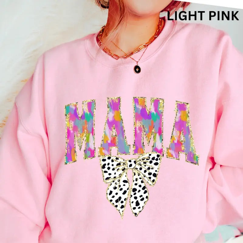 Mama Sweatshirt, Brush Stroke Mama #1 Winter Graphic Sweatshirt Casual Cotton Polyester Oversized sweatshirt - Comfort...