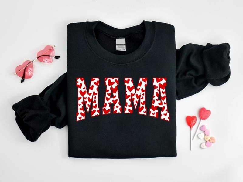 Mama Sweatshirt, Mama Heart Valentines Day Shirt, Mama Valentine Shirt, Mama, Red Heart Love Sweater, Cute Valentines...