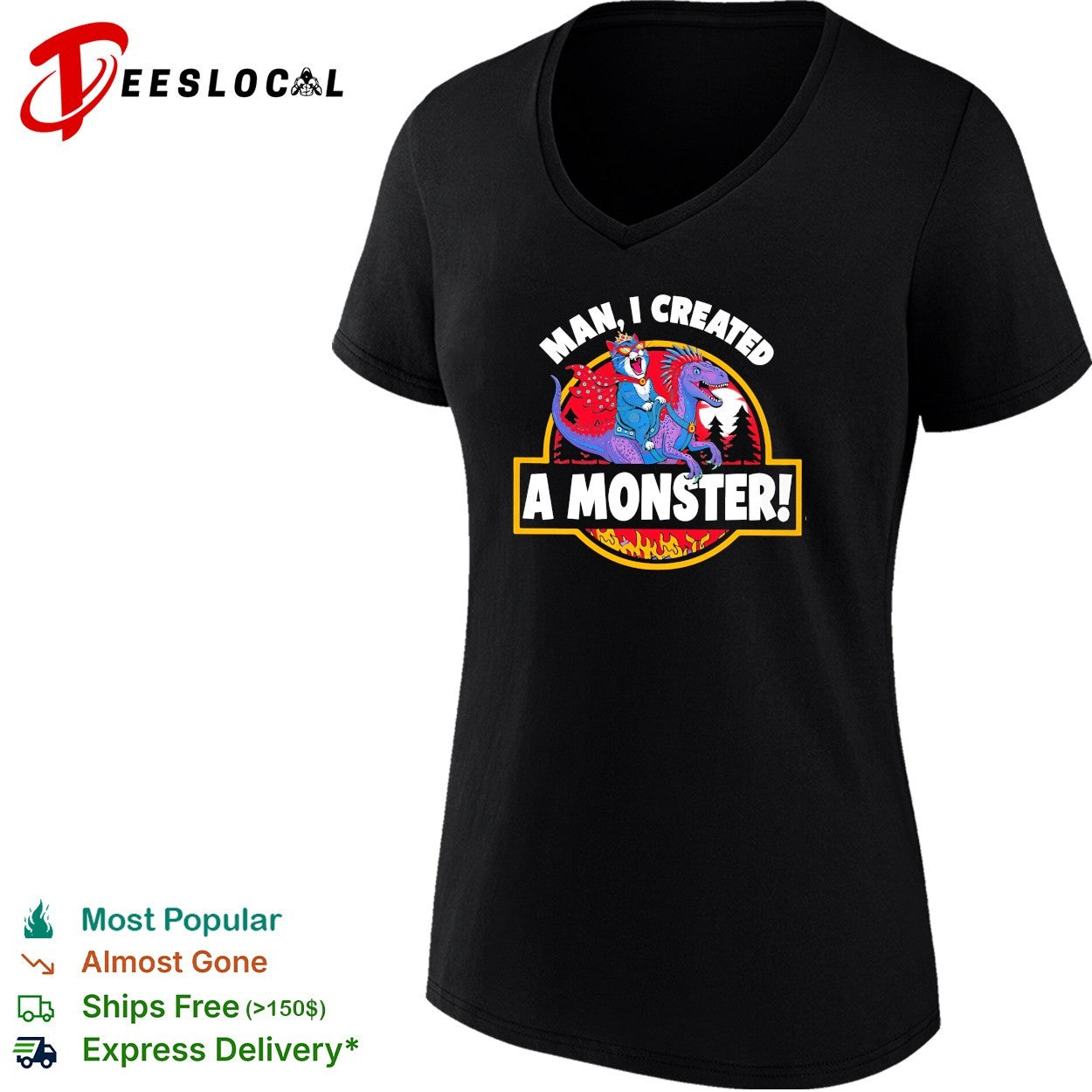 Man I created a monster cat riding dinosaur jurassic shirt