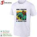 Man I created a monster cat riding dinosaur retro fire shirt