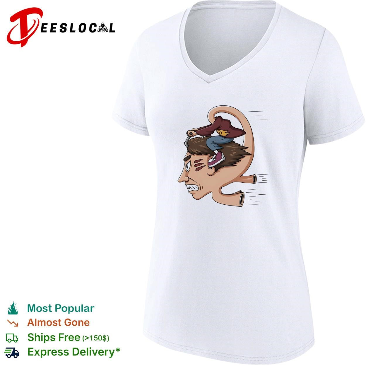 Man riding his own head illustrated shirt