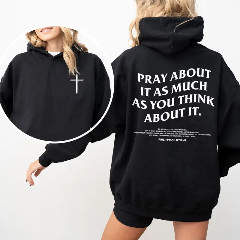 Manfinity Dauomo Hoodie, Cross Pattern Graphic Shirts, Christian Faith Streetwear, Trendy Religious Outfit, Unisex Minimalist Apparel, Heavyweight Cotton Hoodie, Gift For Him, For Her