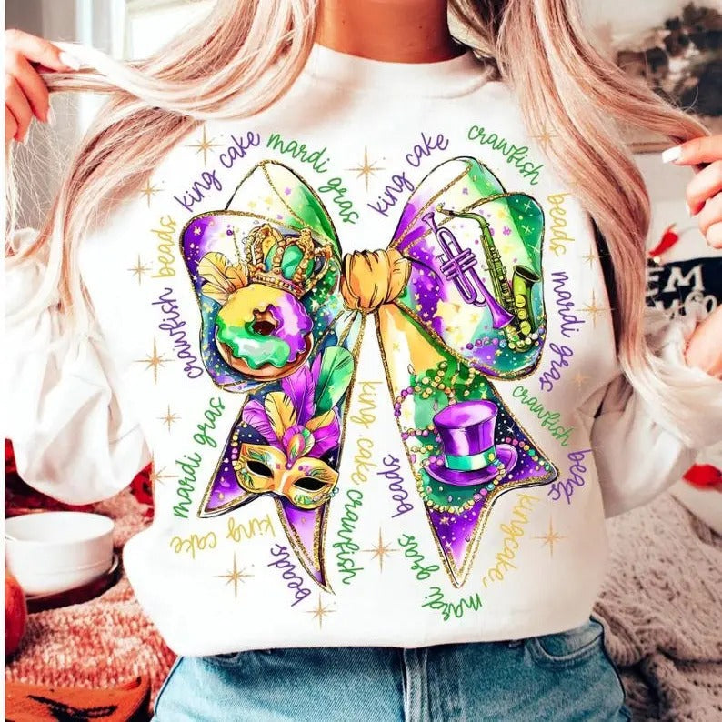 Mardi Gras Coquette Sweatshirt, Mardi Gras Vibes Sweatshirt, Mardi Gras Sweatshirt T-Shirts, Hoodie | CiraTrend.com