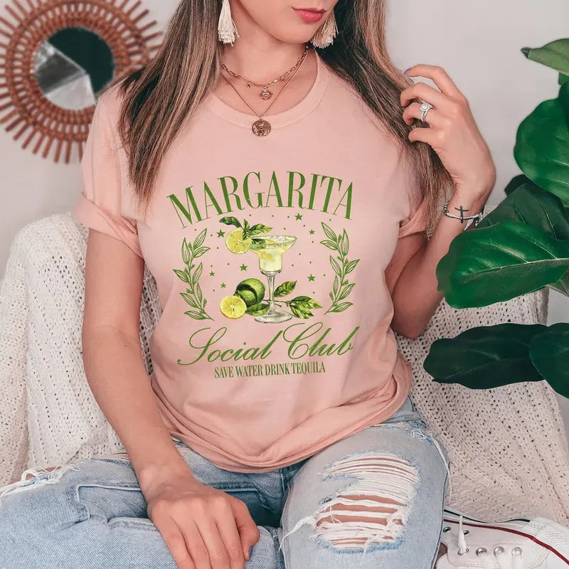 Margarita Social Club Social Club Tequila Bachelorette Cinco De Mayogirls Clubtrendy Summer Cocktail Margarita Shirt ...