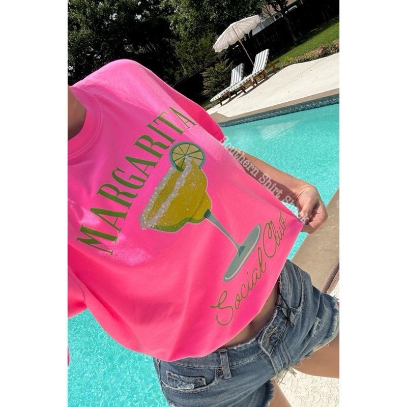 Margarita Social Club t shirt  | neon pink  comfort colors t shirt Hoodie, Sweatshirt | CiraTrend.com