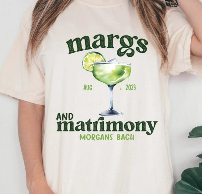 Margs and Matrimoy Oversized Comfort Colors T-shirt for bachelorette party Cotton Fit Hoodie, Sweatshirt | CiraTrend.com