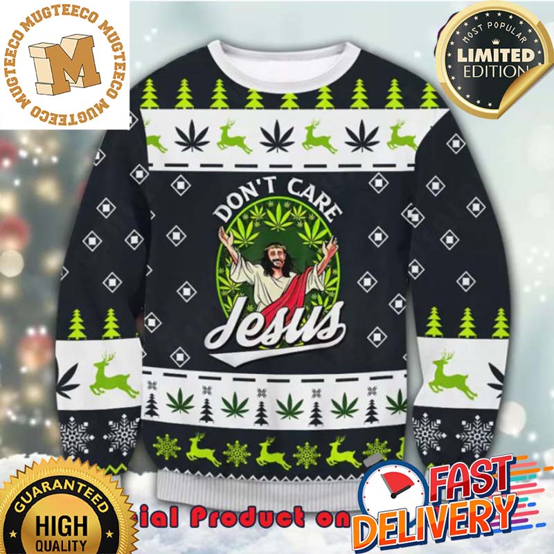 Marijuanas Jesus Cannabis Ugly Christmas Sweater For Holiday 2023 Xmas Gifts