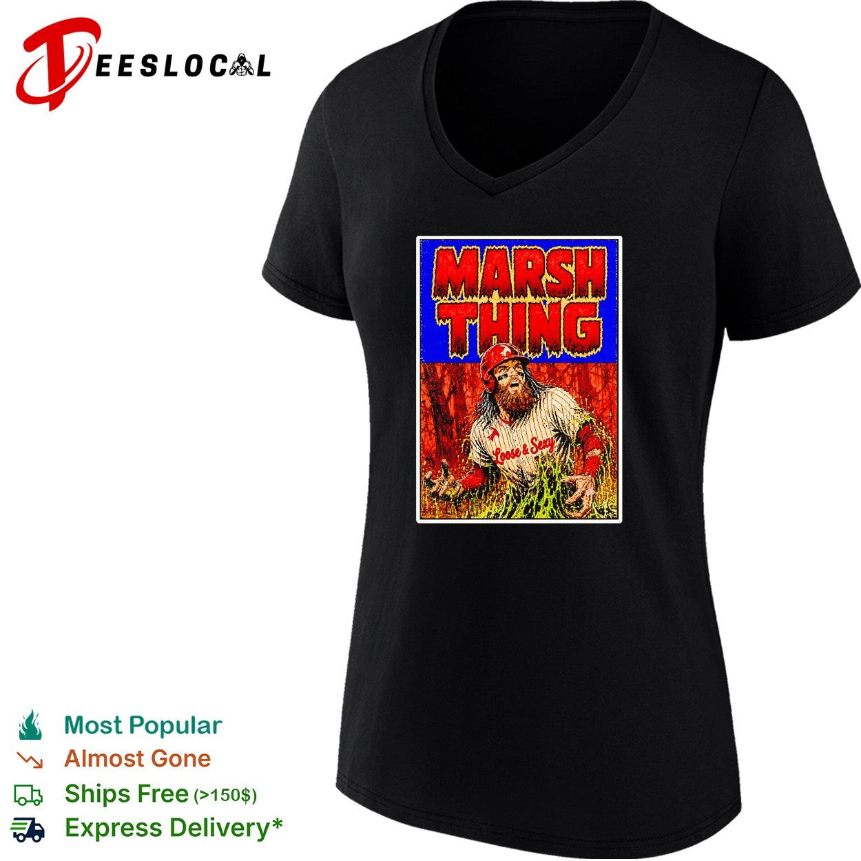 Marsh Thing holding fish Philadelphia Phillies shirt