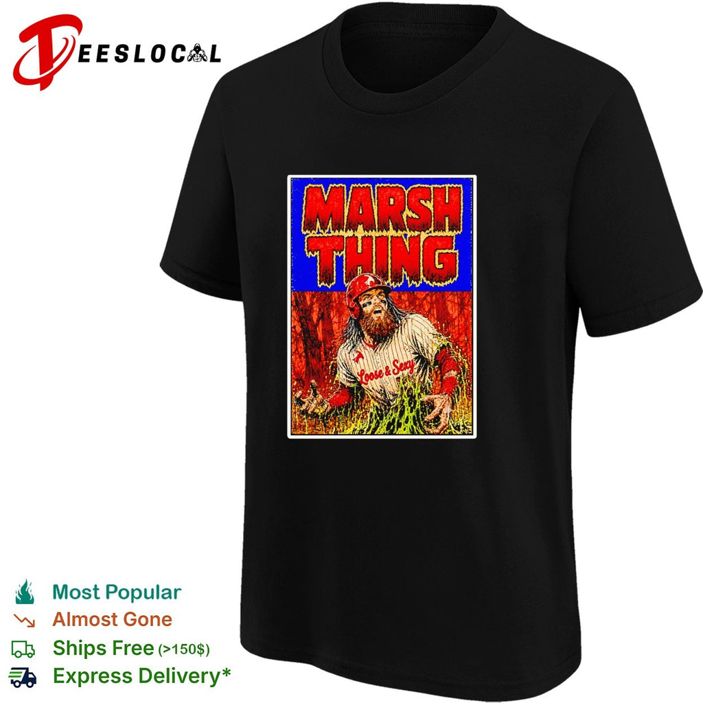 Marsh Thing holding fish Philadelphia Phillies shirt