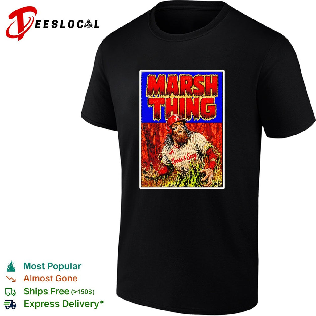 Marsh Thing holding fish Philadelphia Phillies shirt