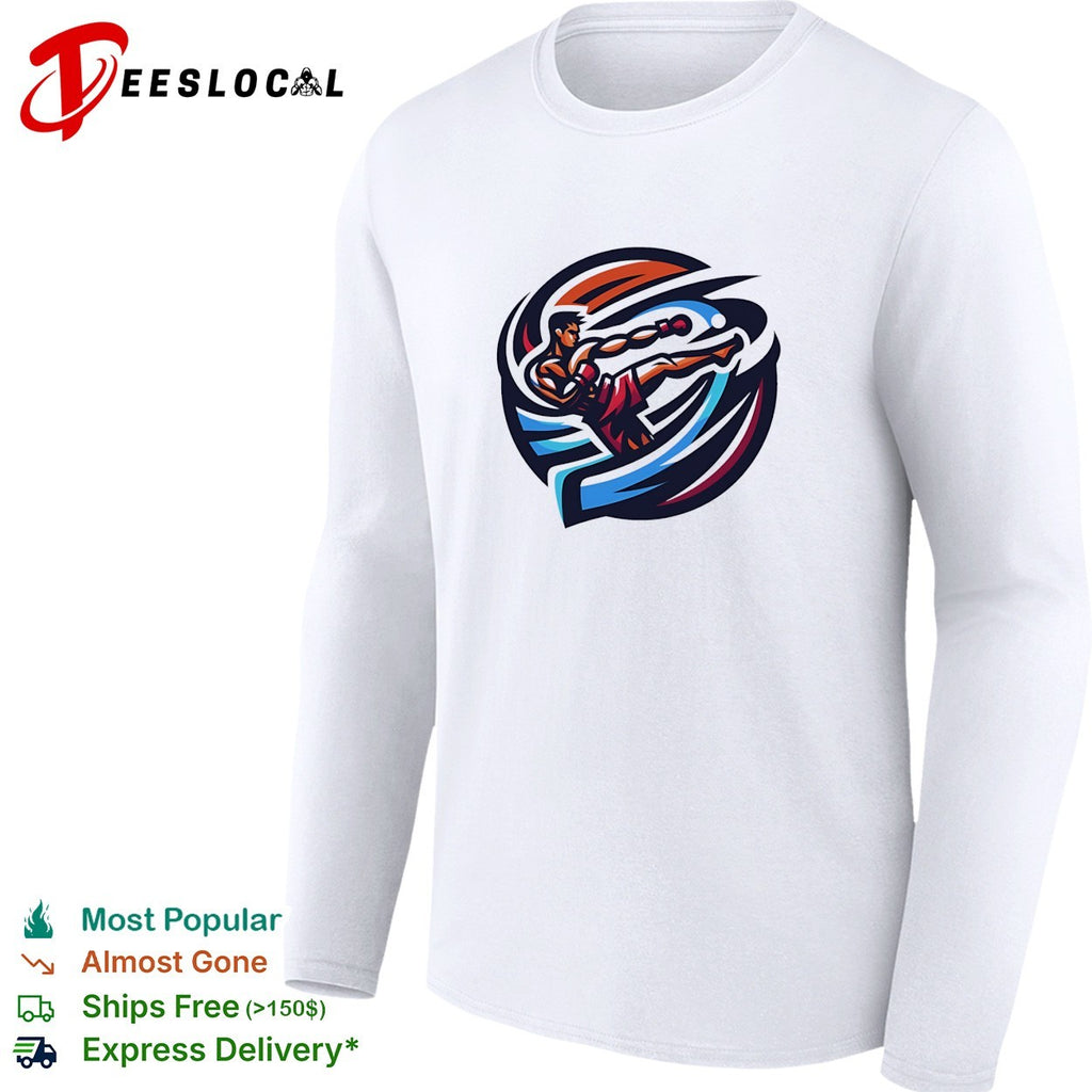 Martial artist kicking logo shirt