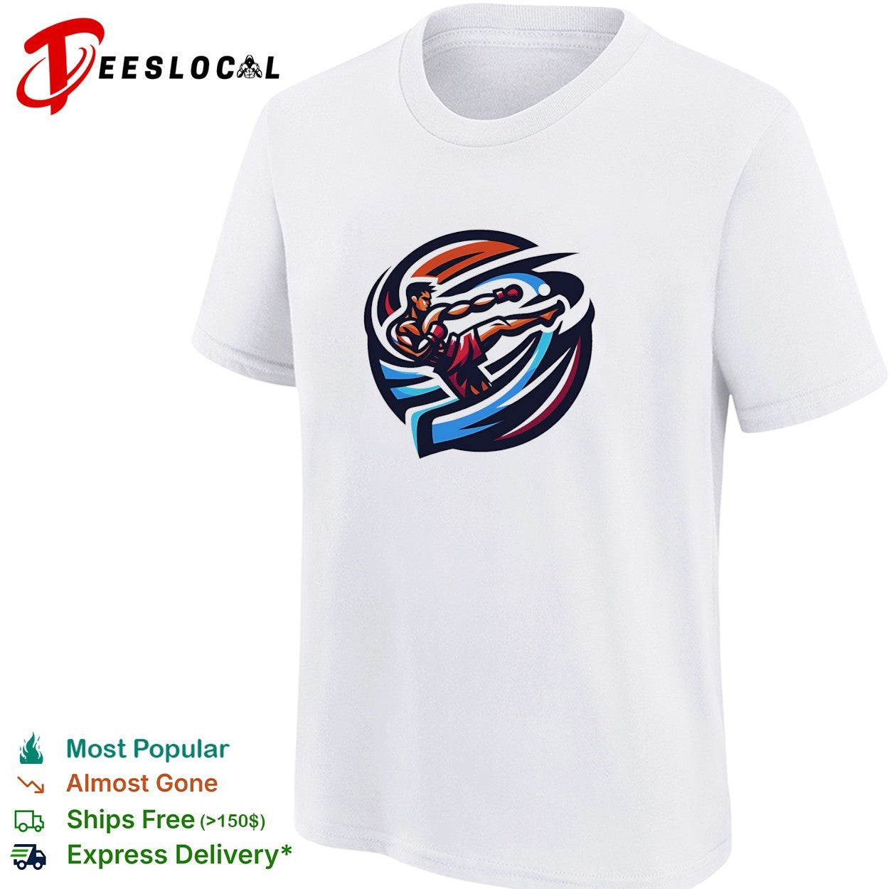 Martial artist kicking logo shirt