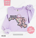 Maryland Floral Comfort Colors Sweatshirt, Maryland Sweatshirt, Cute Bow Maryland Sweatshirt T-Shirts, Hoodie | CiraTrend.com