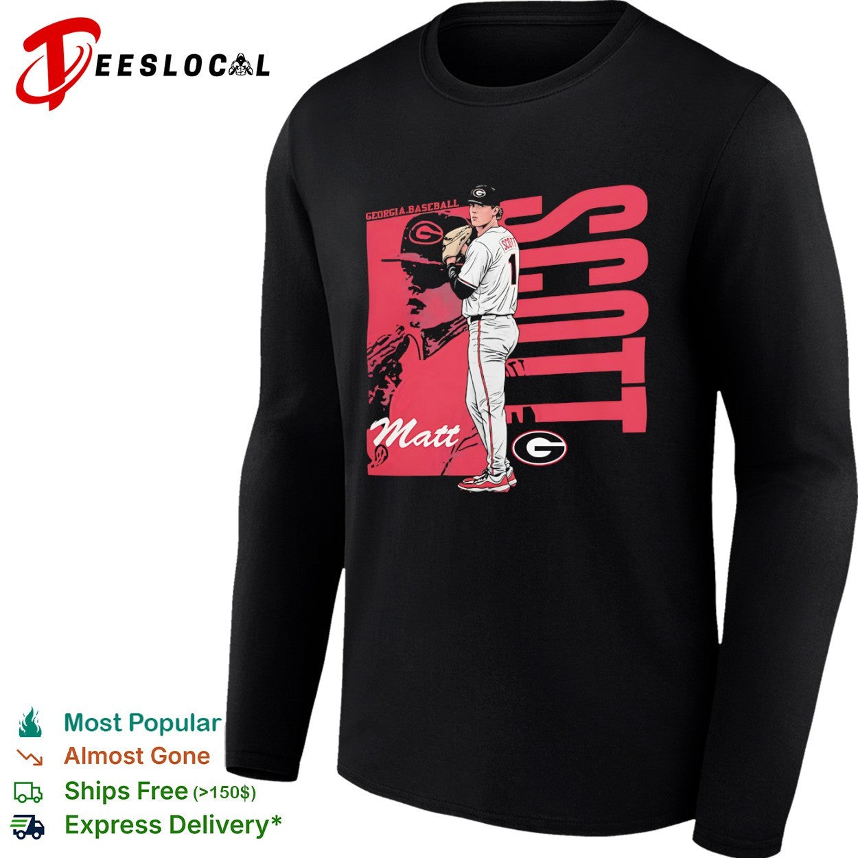 Matt Scott Georgia Bulldogs baseball player graphic shirt