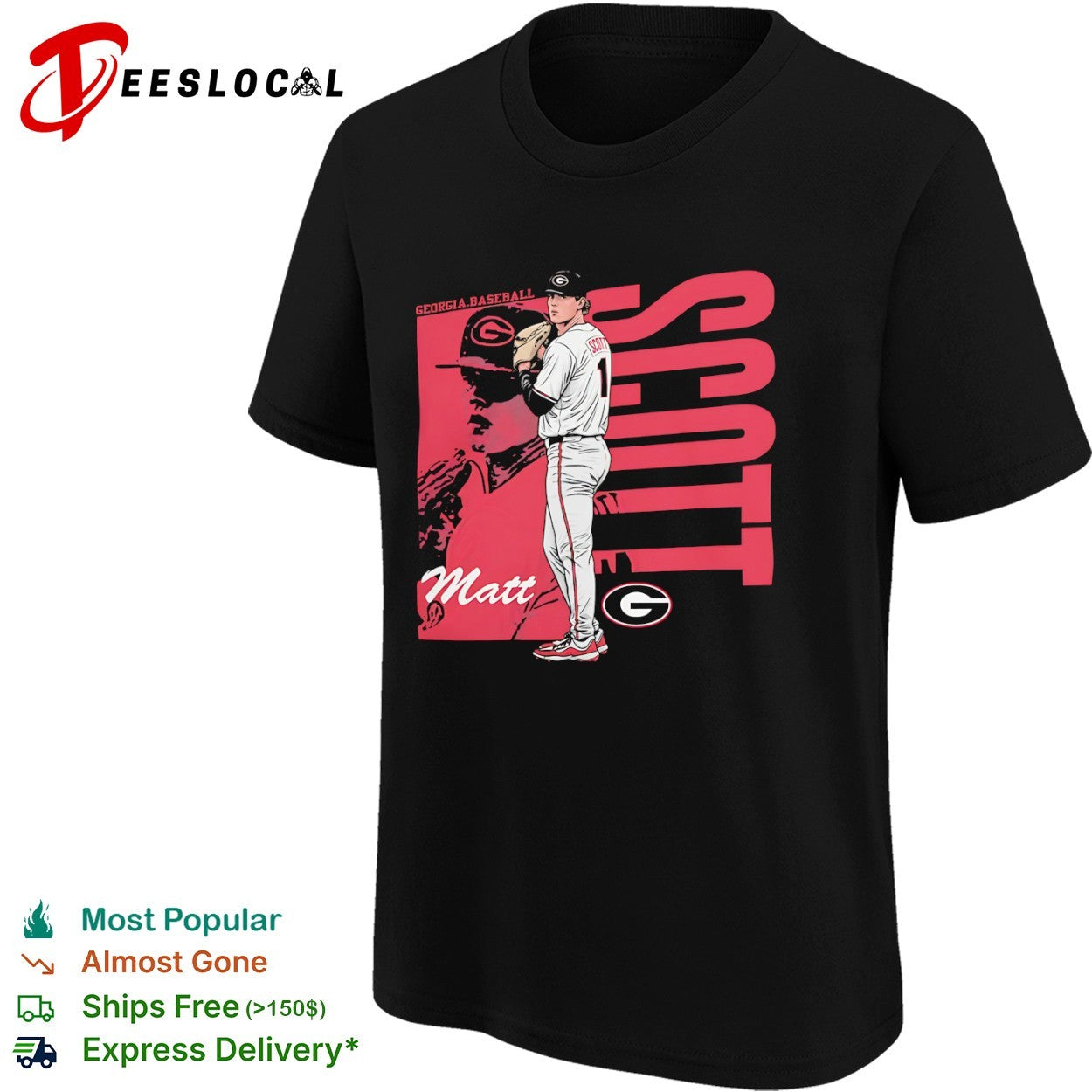 Matt Scott Georgia Bulldogs baseball player graphic shirt