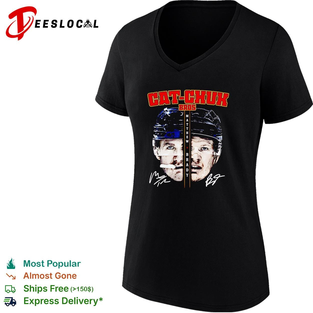 Matthew Tkachuk and Brady Tkachuck Florida Panthers Cat-Chuk Bros half face signature shirt