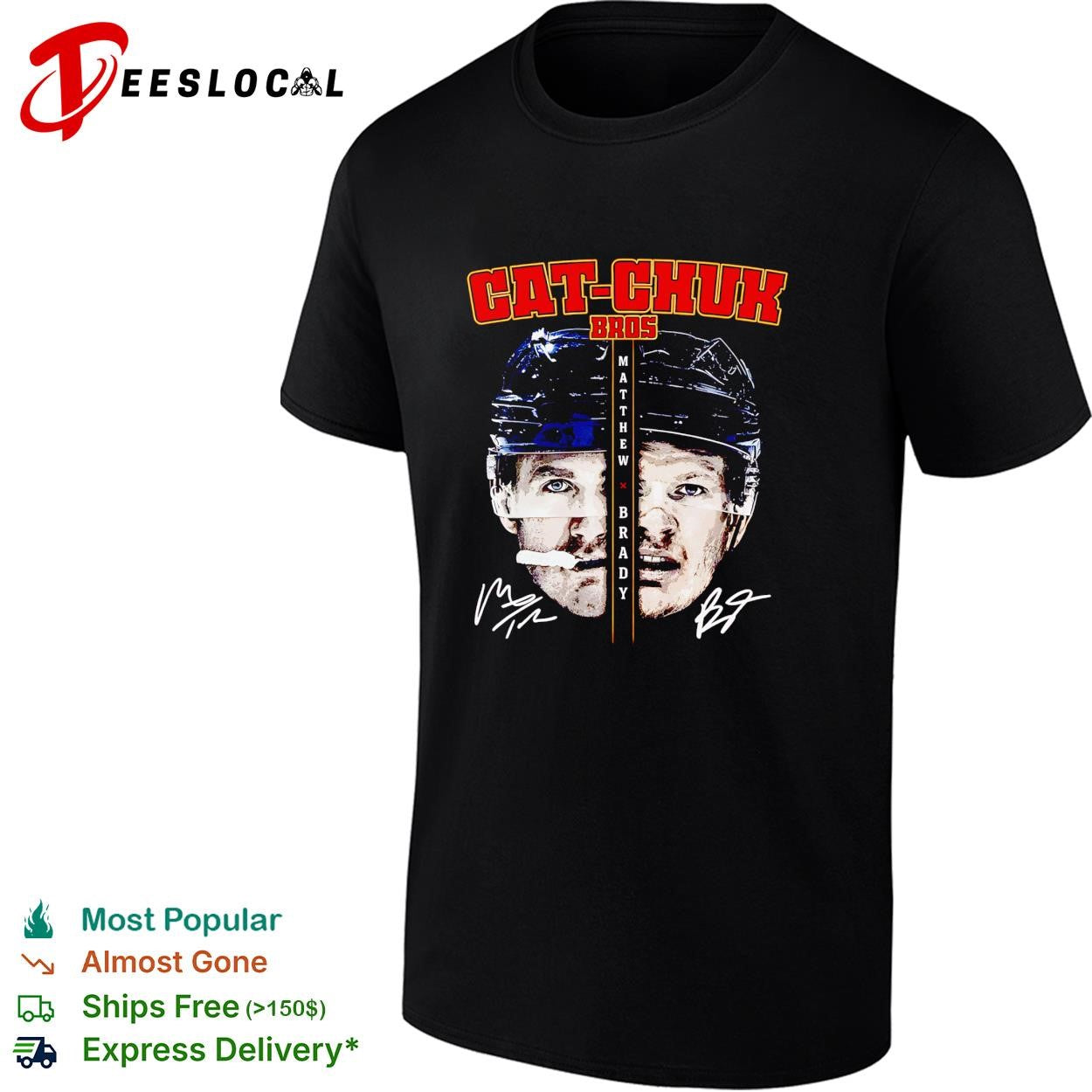 Matthew Tkachuk and Brady Tkachuck Florida Panthers Cat-Chuk Bros half face signature shirt