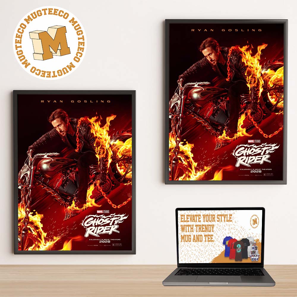 Mavel Ghost Rider Ryan Gosling 2028 Movie Poster Home Decor Poster Canvas
