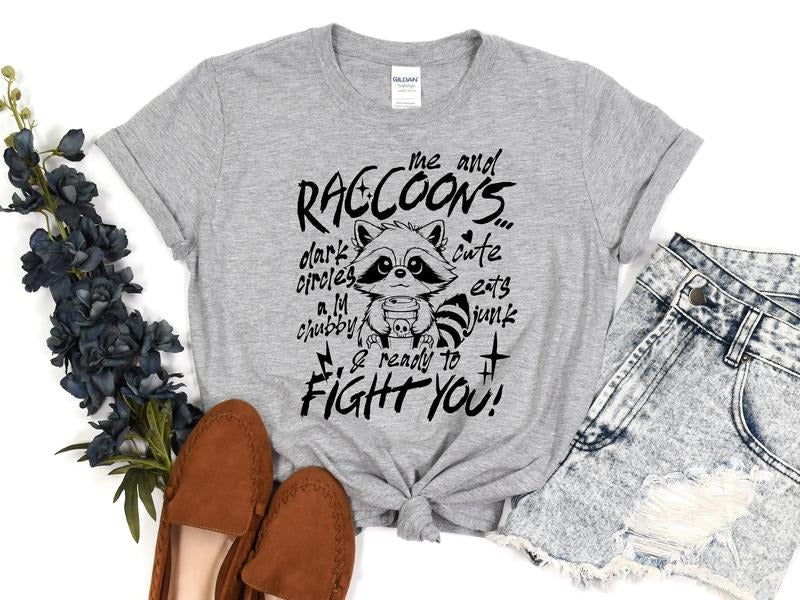 Me & Raccoons Short Sleeve T Shirt Hoodie, Sweatshirt | CiraTrend.com