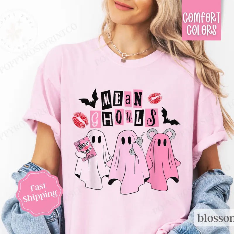 Mean Ghouls Halloween Shirt Comfort Colors, Spooky Season Shirts, October Tshirt for Women Oversized Crewneck Tee Hoodie,...