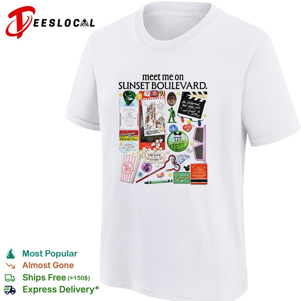 Meet me on Sunset Boulevard Hollywood collage shirt