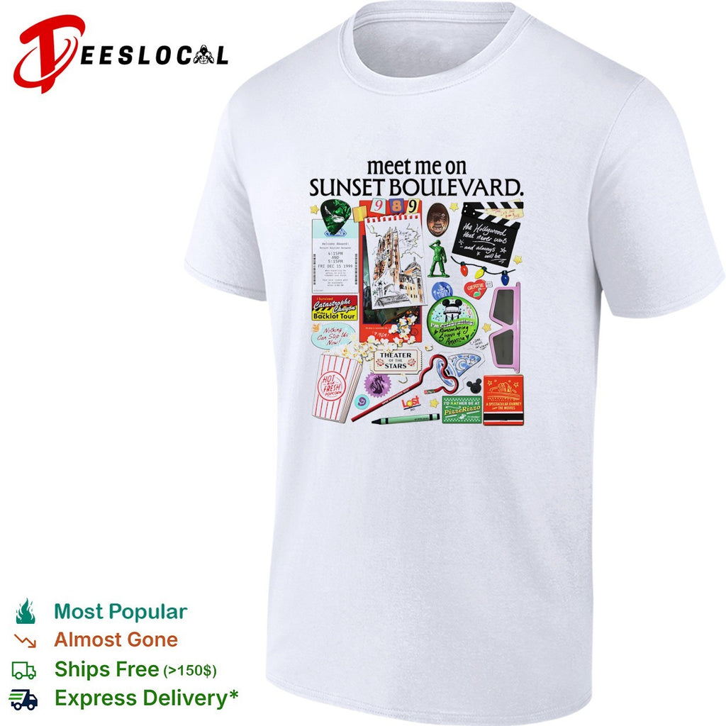 Meet me on Sunset Boulevard Hollywood collage shirt