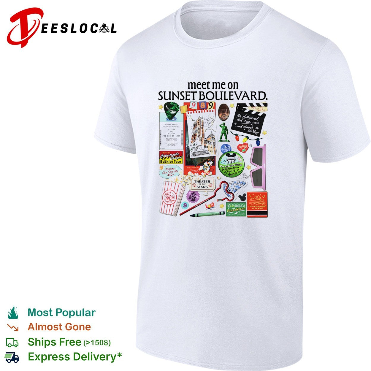 Meet me on Sunset Boulevard Hollywood collage shirt