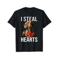 Men'S Cotton Crew Neck T-Shirt with Dachshund "I Steal Hearts" Print, All-Season Short Sleeve Tee, Regular Fit, Geometric...