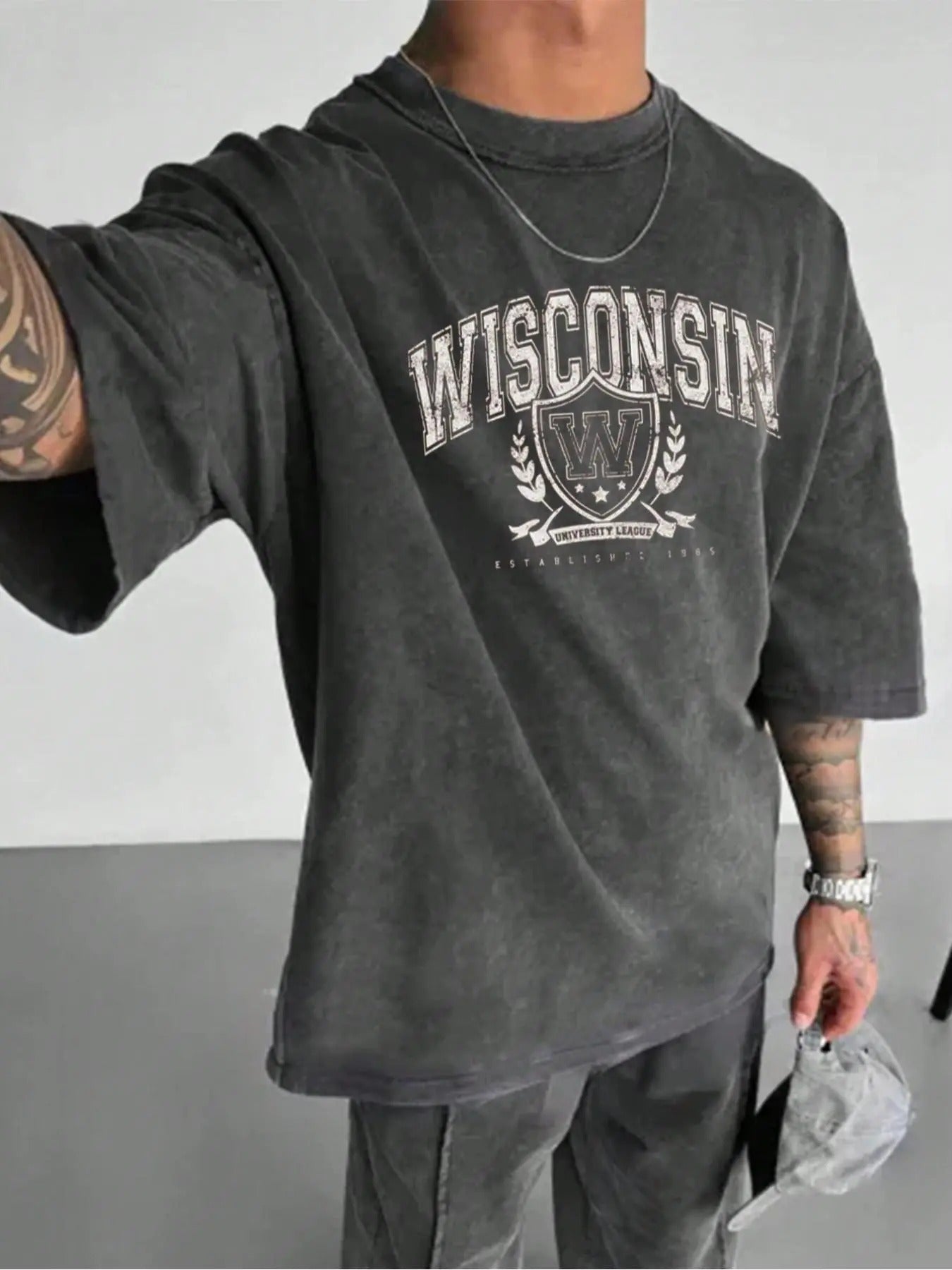 Men's   Letter Print Graphic Tee, Casual Regular Fit Short Sleeve Round Neck T-shirt for Daily Wear, Men's Top for All Seasons