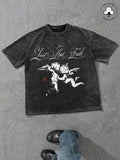 Men's Angel Print Distressed Graphic Tee, Casual Fashion Short Sleeve T-shirt for Summer, Men's Top for Daily Wear,...