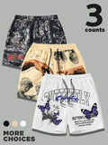 Men's Butterfly & Plants Print Boxer Briefs, Regular Fit Casual Comfy Breathable Short-leg Underwear for Daily Wear,...
