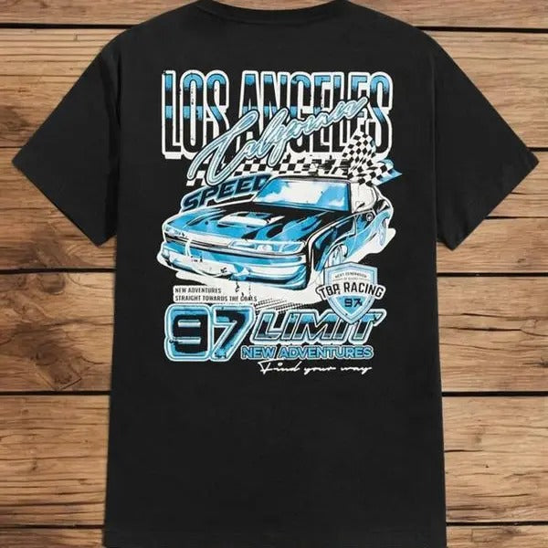 Men's Cartoon Car Graphic Print Round Neck Tee, Regular Fit Casual Fashion Short Sleeve T-shirt for Daily Wear,...