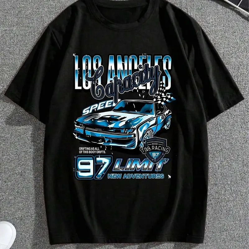 Men's Cartoon Car Graphic Print Round Neck Tee, Streetwear, Men Summer Top T-shirt Hoodie, Sweatshirt | CiraTrend.com