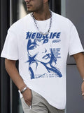 Men's Cartoon Girl Print Round Neck Tee, Regular Fit Casual Short Sleeve Crew Neck T-Shirt for Summer, Fashion Men's Top...