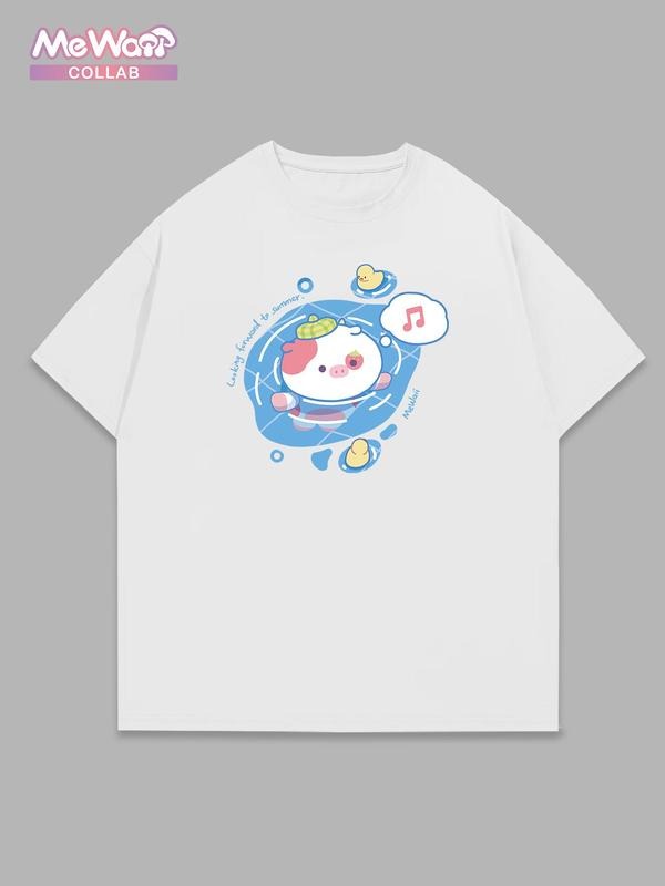 Men's Cartoon Highland Cow Print Round Neck Tee, Regular Fit Casual Short Sleeve T-shirt for Daily Wear, Men's Top for...