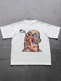 Men's Cartoon Pop Art Print Drop Shoulder Tee, Regular Fit Casual Creative Comfy Half Sleeve Round Neck T-Shirt for...
