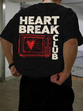 Men's Heart Break Club T-shirt, Regular Fit Casual Short Sleeve Crew Neck T-shirt for Summer, Fashion Men's Top for Daily...