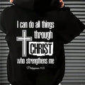 Men's Letter & Cross Print Drop Shoulder Thermal Lined Hoodie, Fashion Casual Regular Fit Drawstring Pocket Hooded...