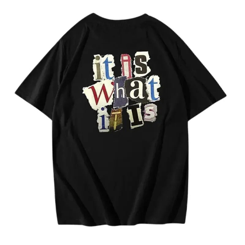 Men's Letter Print Round Neck Tee, Regular Fit Casual Short Sleeve T-shirt, Graphic Tees, Men Summer Top, Streetwear,...