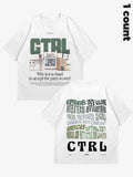 Men's Letter Print Round Neck Tee, Trendy Casual Short Sleeve T-shirt for Daily Wear, Menswear for All Seasons Hoodie,...