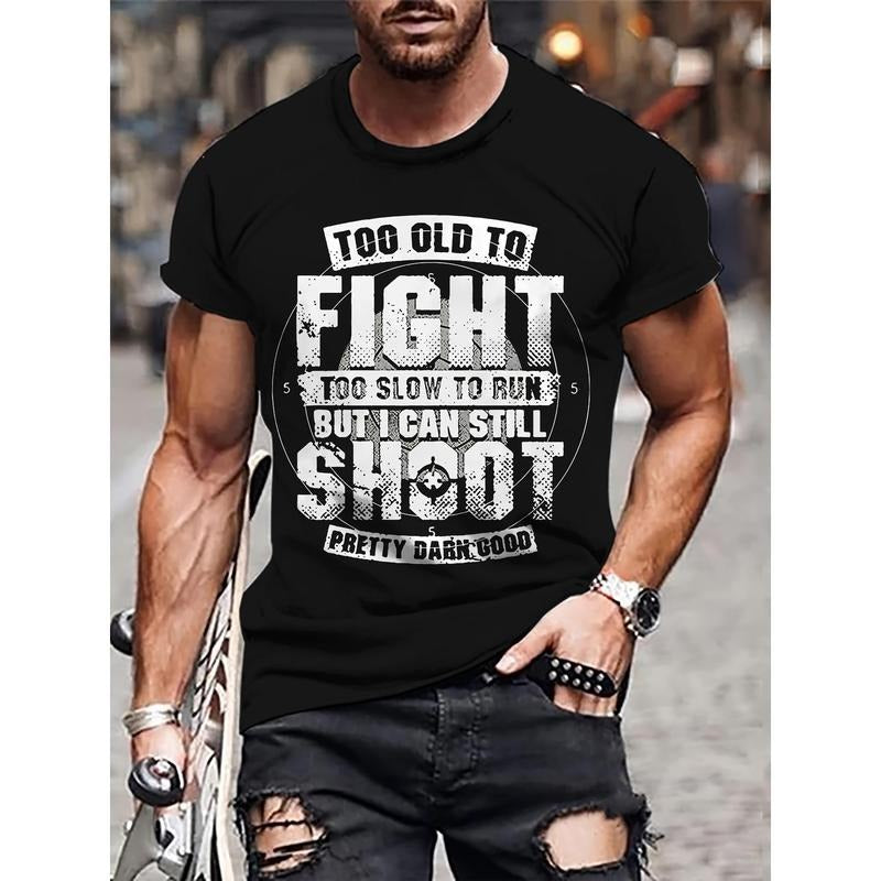 Men's Letters Print T-shirt, Casual Short Sleeve Crew Neck Tee, Men's Clothing For Outdoor Made in USA Hoodie, Sweatshirt