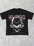 Men's Los Angeles Letter Print Graphic Tee, Casual Comfy Short Sleeve T-shirt for Summer, Fashion Men's Top for Daily...