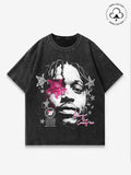 Men's Patchwork Graphic Print Round Neck Tee, Regular Fit Casual Fashion Short Sleeve T-shirt for Summer, Men's Top for...