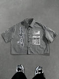 Men's Regular " Los Angeles " Print Short Sleeve Shirt, Casual Retro Gingham Shirt for Daily Wear, Fashion Men's Top for...