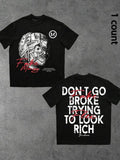 Men's Regular Fit Money & Slogan Print Round Neck Graphic Tee, Casual Short Sleeve Crew Neck T-shirt for Daily Wear,...