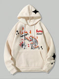 Men's Skull Print Drop Shoulder Hoodie, Fashion Casual Regular Fit Drawstring Pocket Hooded Sweatshirt for Daily Holiday...