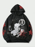 Men's Star Print Drawstring Hoodie, Regular Fit Casual Long Sleeve Hooded Sweatshirt for Fall & Winter, Men's Top for...
