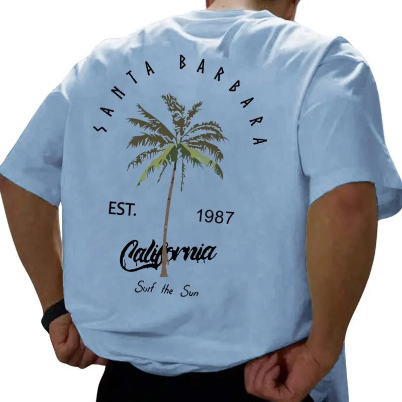 Men's Summer Clothes, Letter & Tree Print Drop Shoulder Tee, Summer Outfits 2025, Back To School Outfits, Graphic Tees...