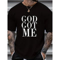 Men's T-shirt, "God Got Me" Graphic Print Short Sleeve Tees For Summer, Men's Clothing Made in USA Hoodie, Sweatshirt