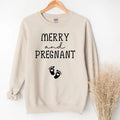 Merry And Pregnant Sweatshirt, Christmas Baby Announcement Sweater, Pregnancy Announcement Christmas Sweatshirt, Funny...